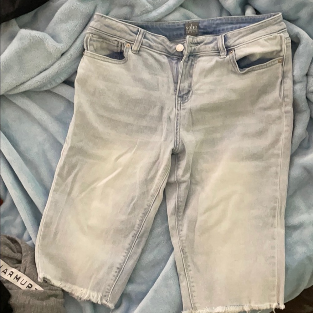 Knee length denim shorts
